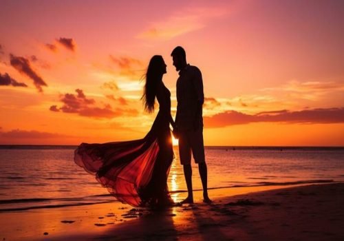 silhouette-of-a-loving-couple-on-the-beach-at-sunset-ai-generated-photo